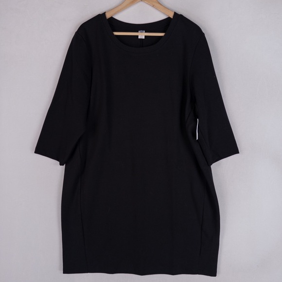 Old Navy Dresses & Skirts - Old Navy Womens Shift Dress XL Black Textured Knit 3/4 Sleeve Minimalist Capsule